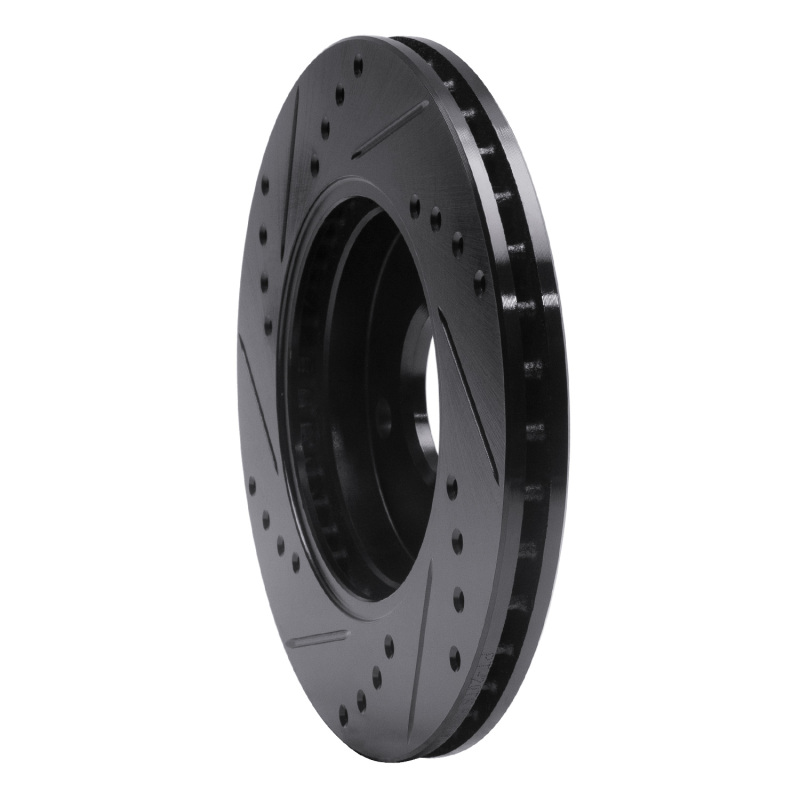 Ford Ikon Brake Rotor (1) - Front Right - R1 Concepts - Drilled & Slotted - Black - `00-`15